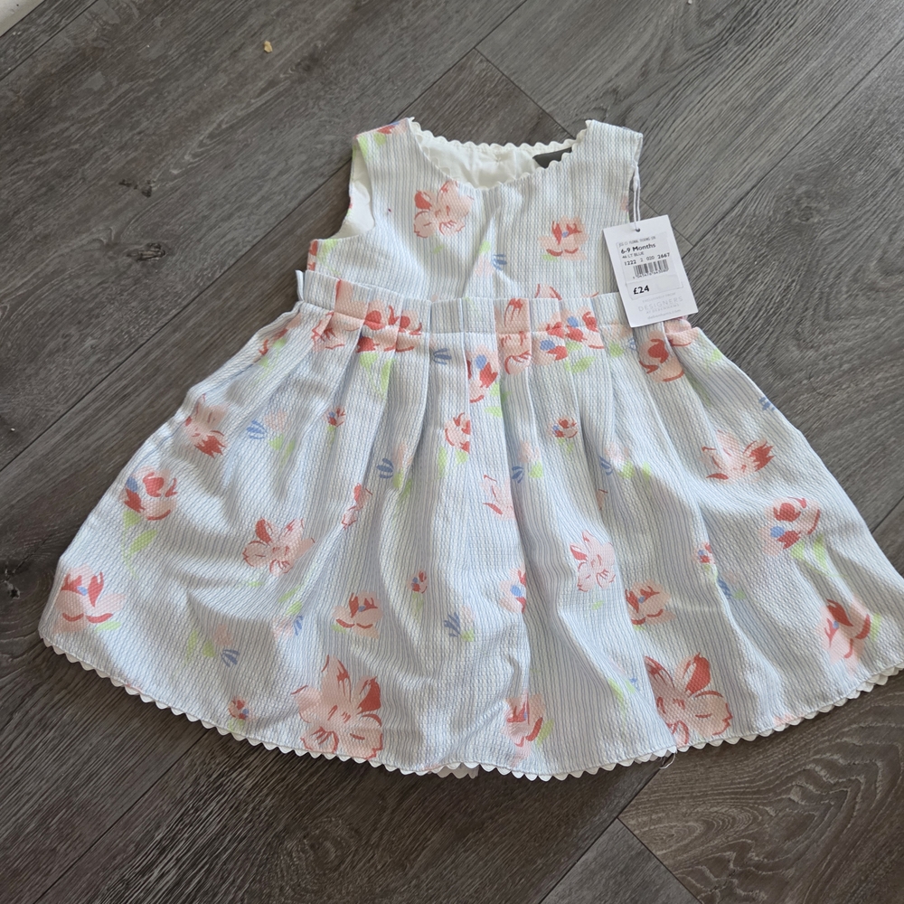 Toddler Girls' White Floral Sundress with Pink Blooms